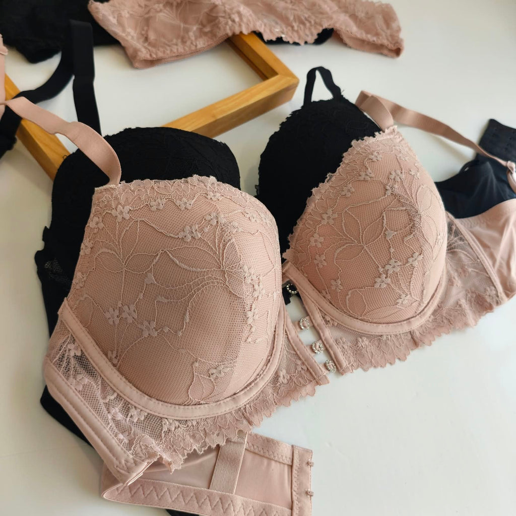 BIG SIZE THIN PAD BRA SET - D CUP