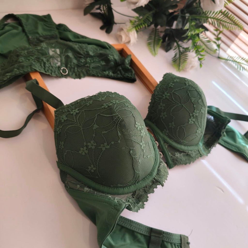 BIG SIZE THIN PAD BRA SET - D CUP