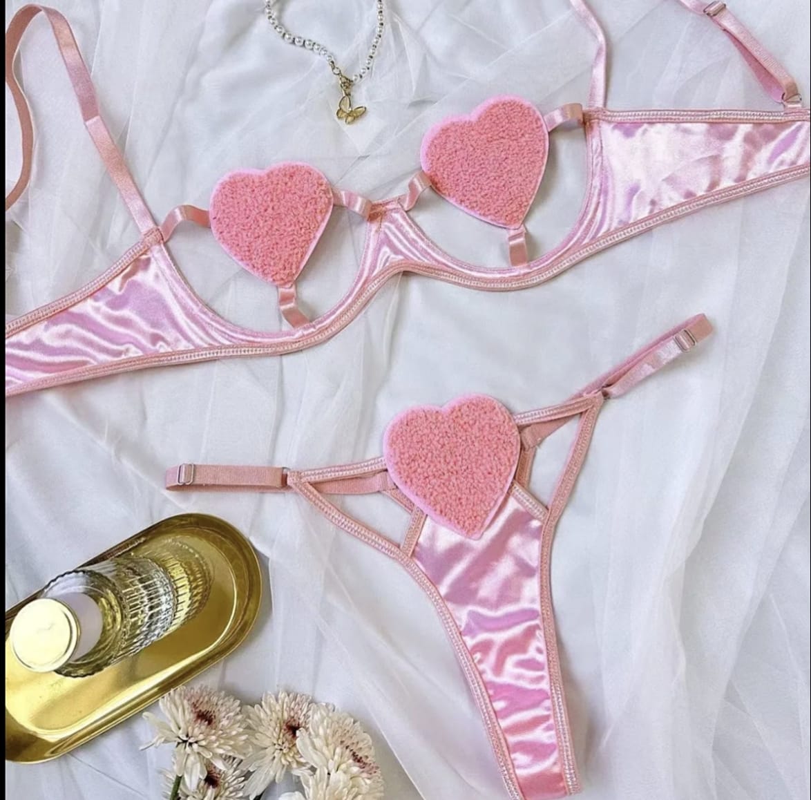 LOVE HEART BRA SET