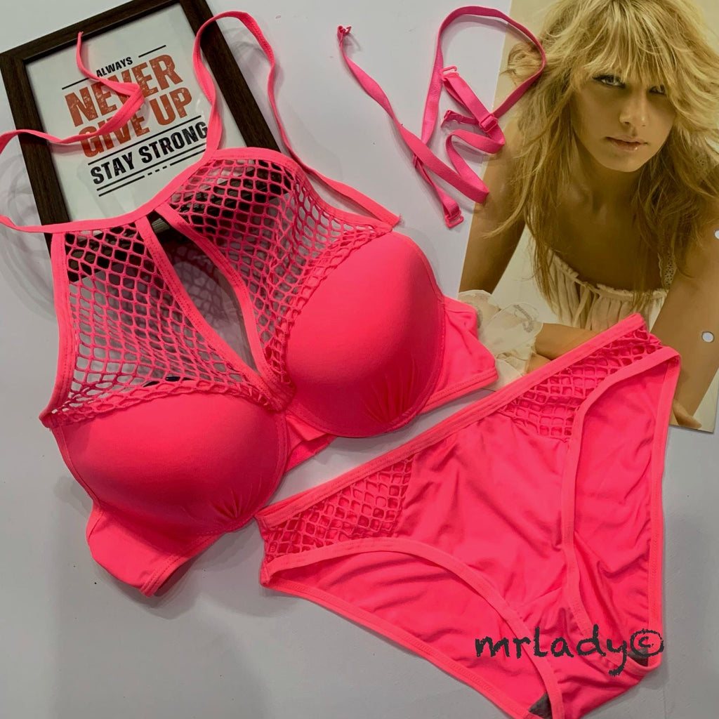 FRONT NET THIN PAD BRA SET