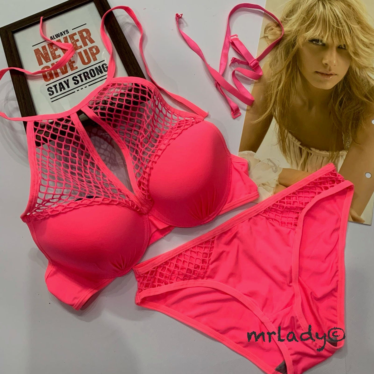 FRONT NET THIN PAD BRA SET