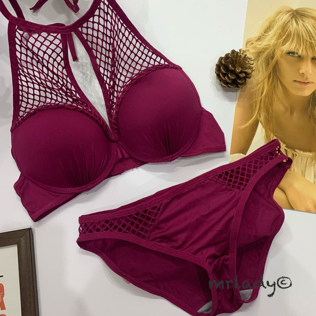 FRONT NET THIN PAD BRA SET