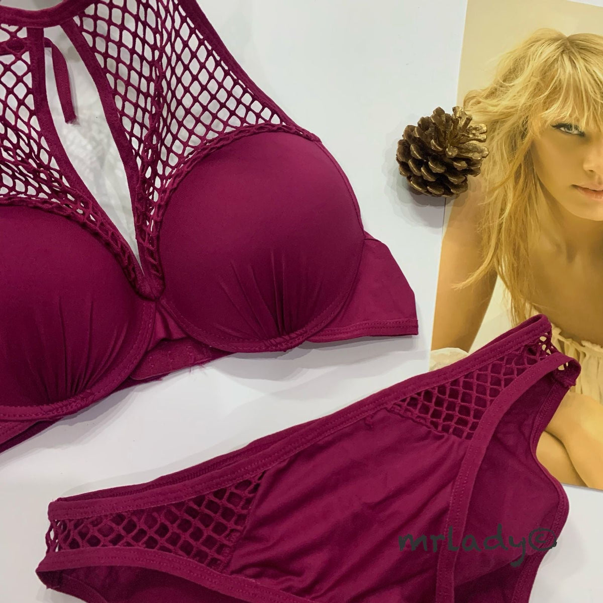 FRONT NET THIN PAD BRA SET