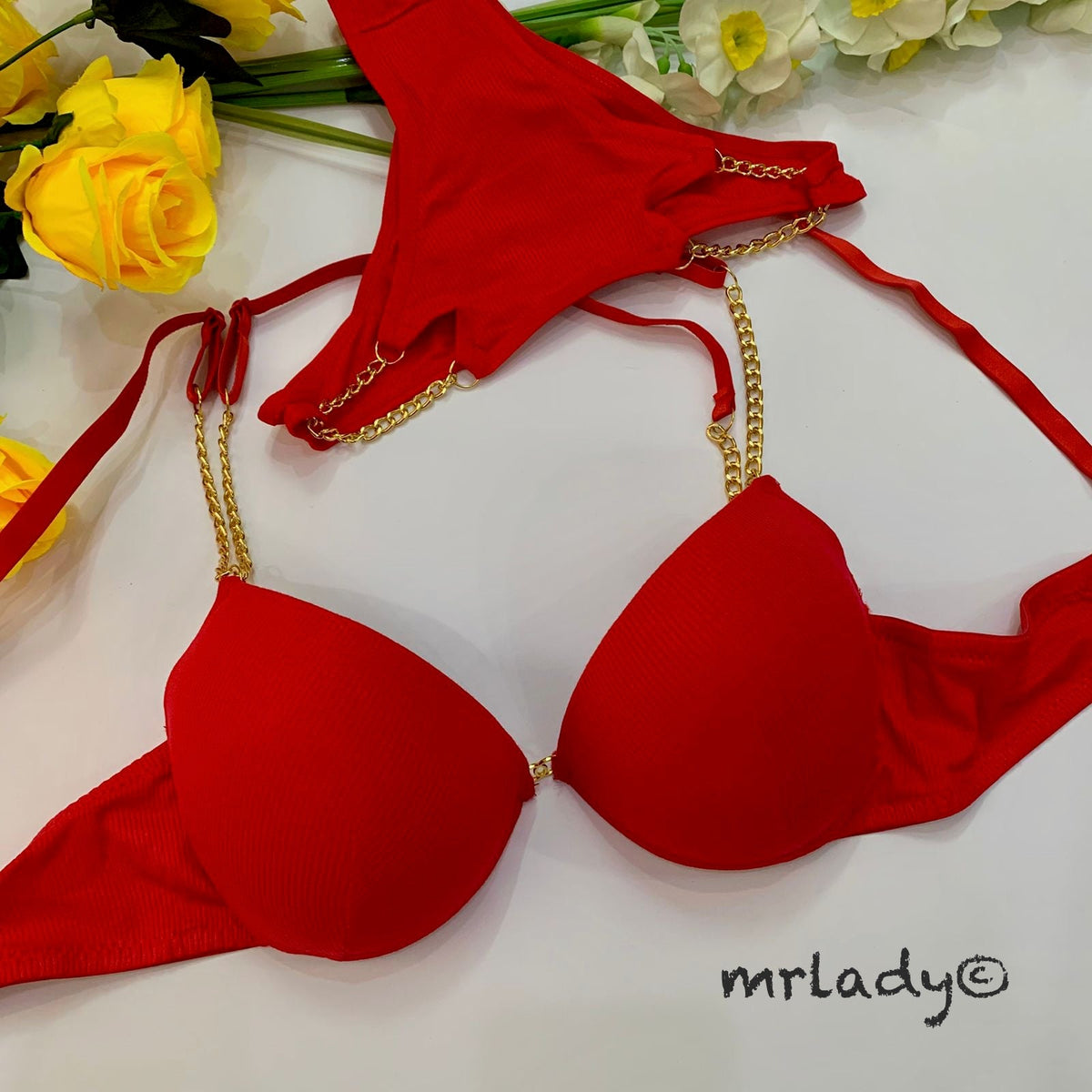 CHAIN LINE THIN PAD BRA SET