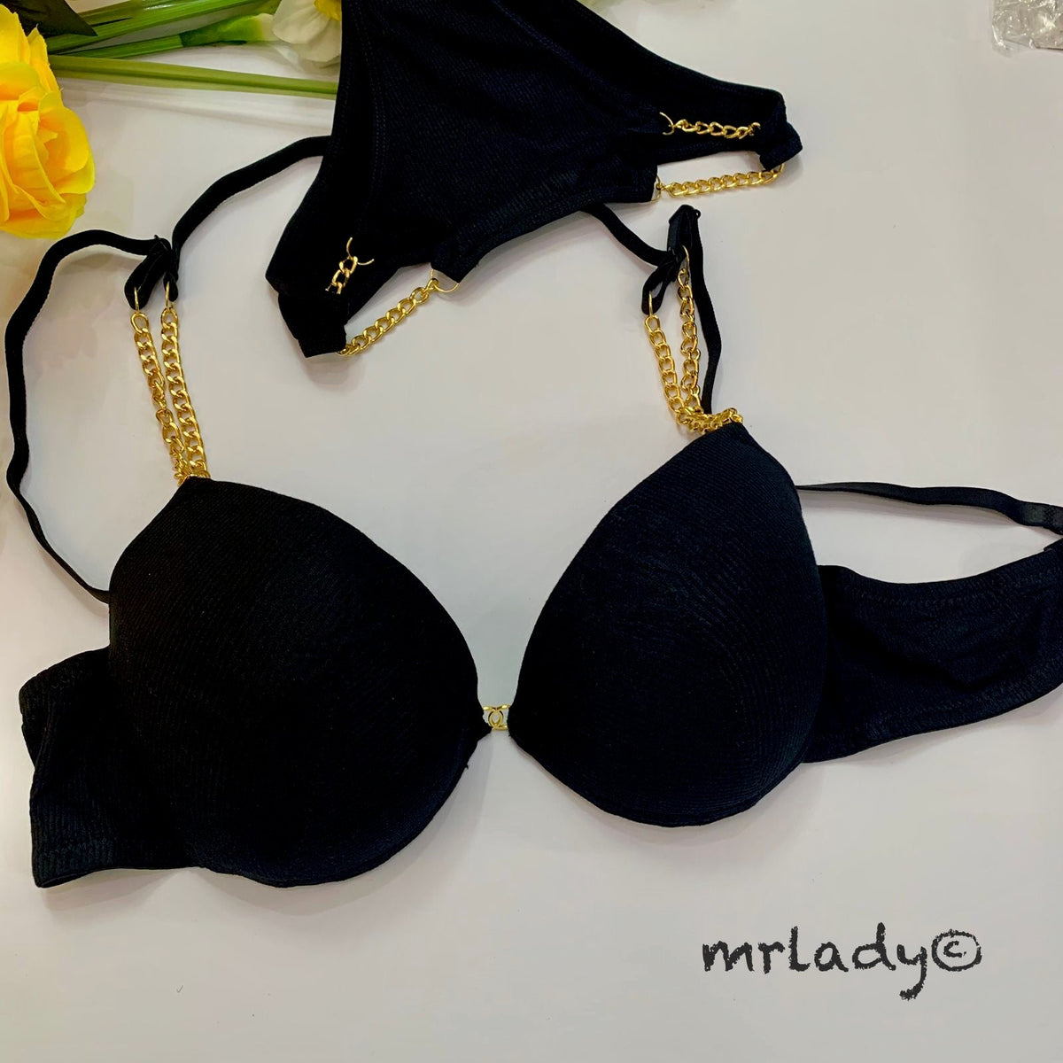 CHAIN LINE THIN PAD BRA SET
