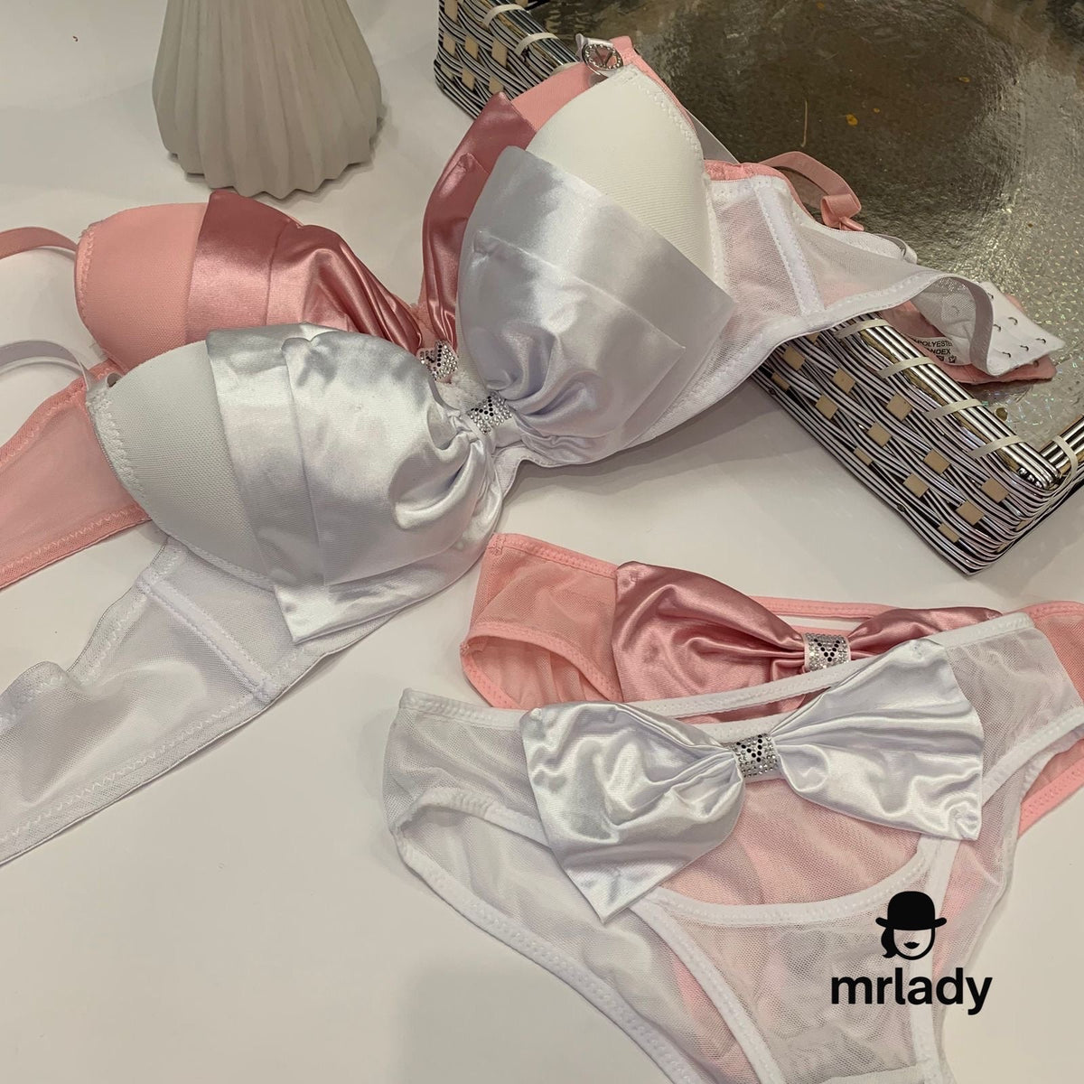 FRONT BOW THIN PAD BRA SET