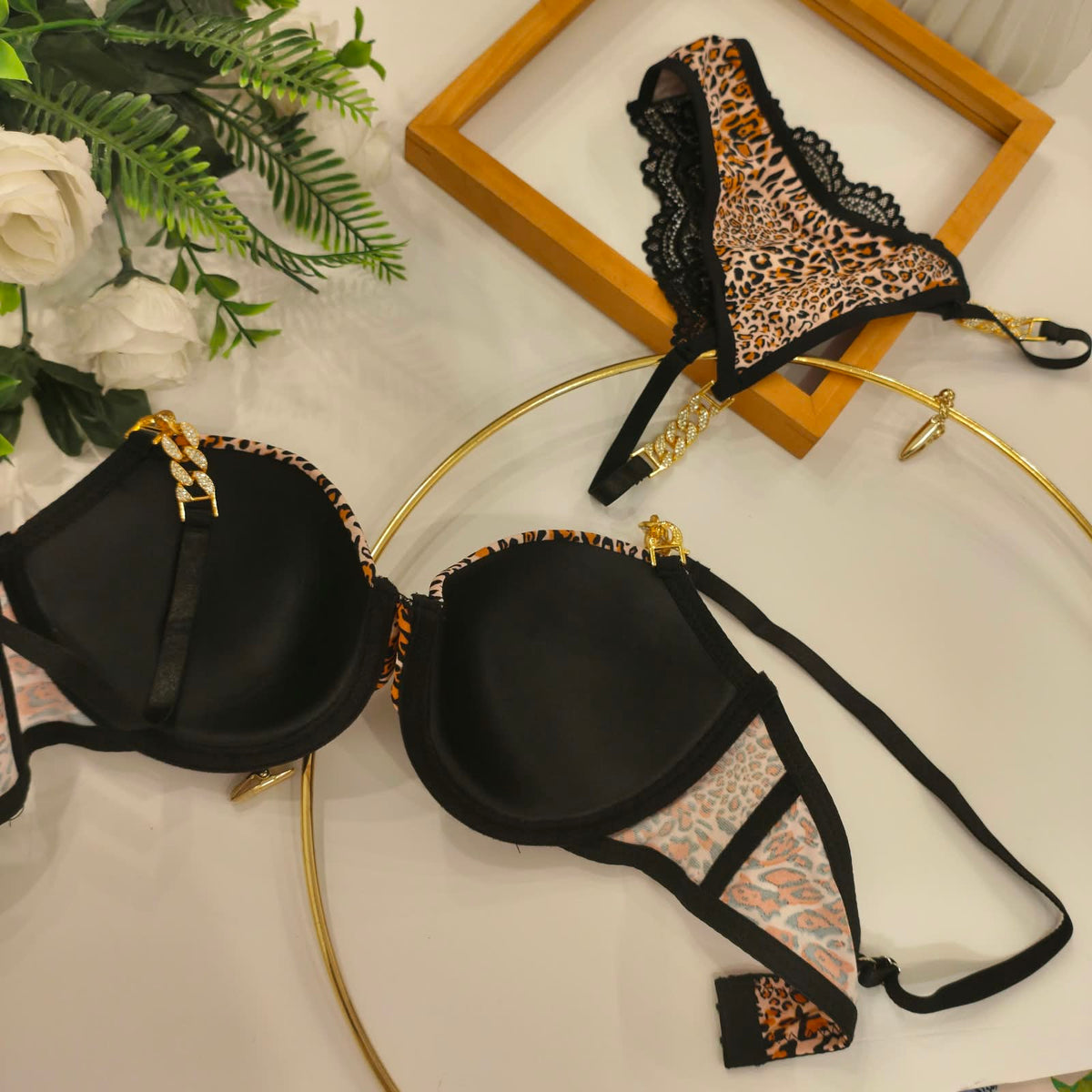LEOPARD THIS PAD BRA SET