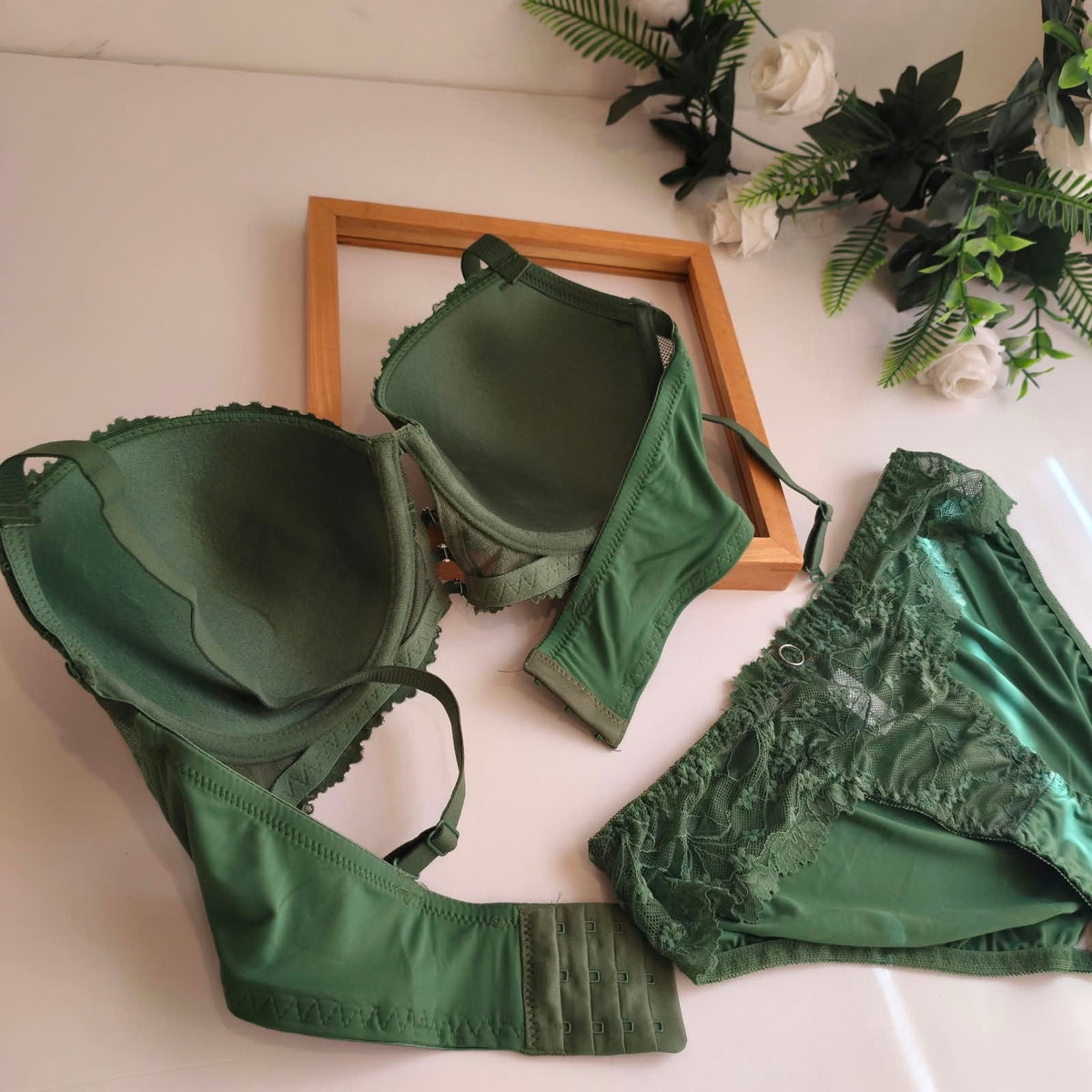 BIG SIZE THIN PAD BRA SET - D CUP