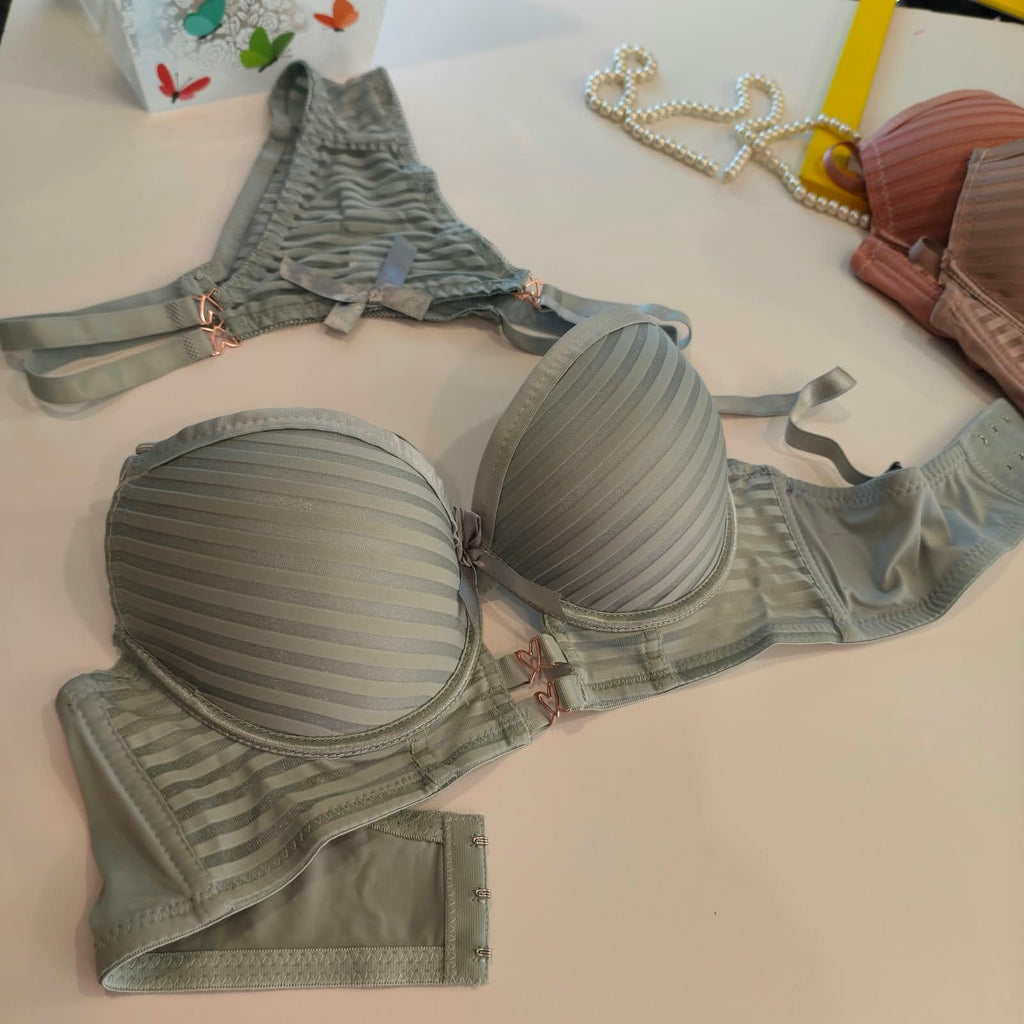 STRIPE THIN PAD BRA SET