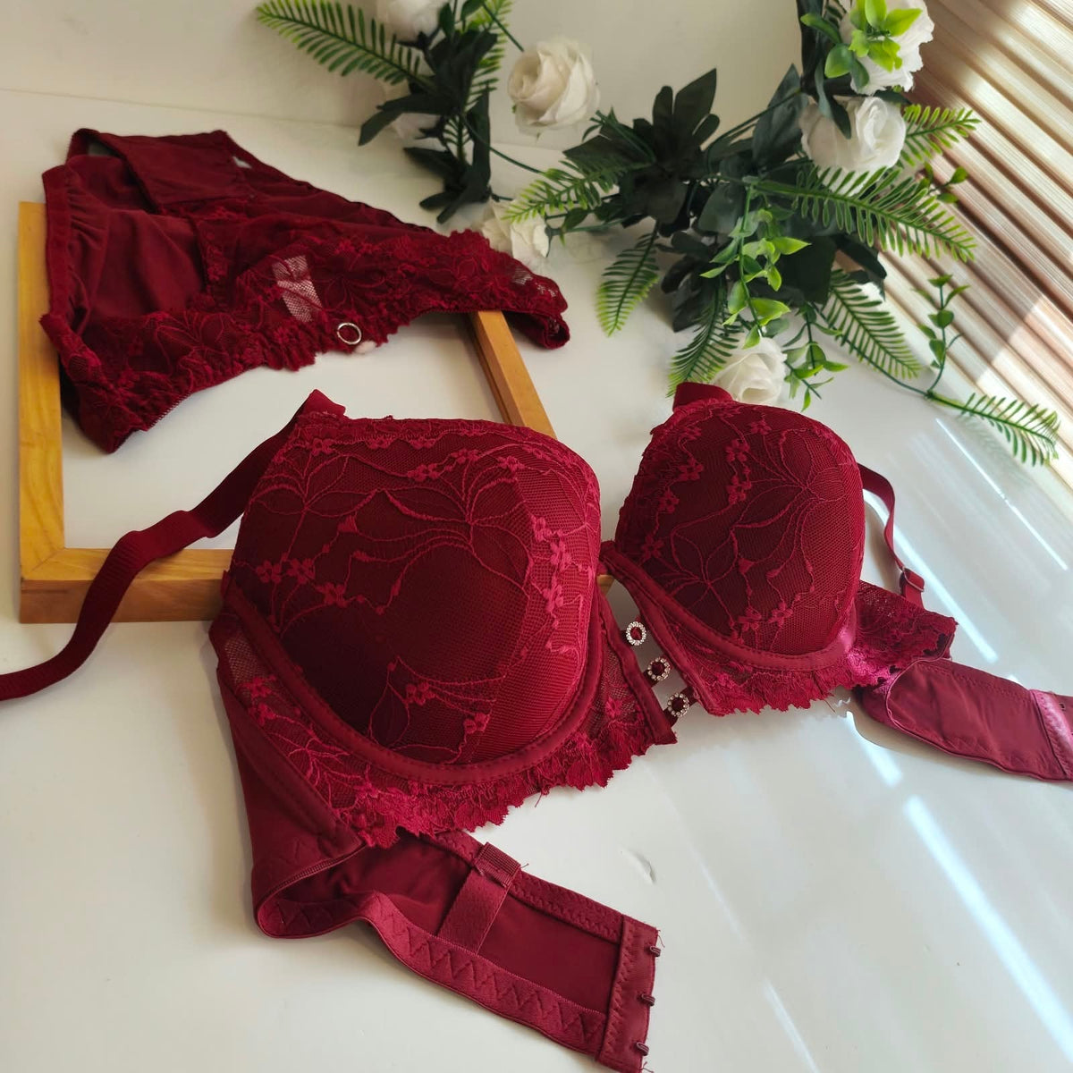 BIG SIZE THIN PAD BRA SET - D CUP