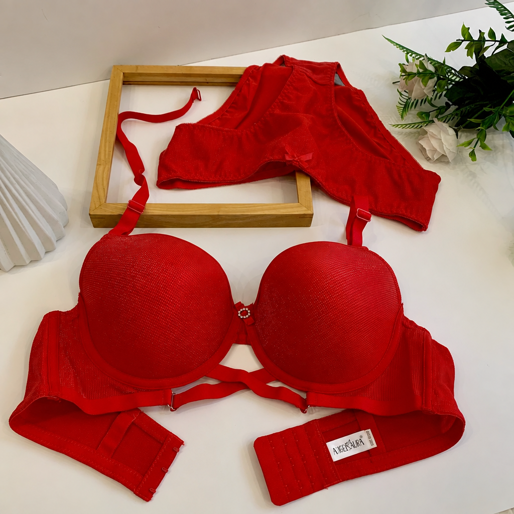D CUP SHIMMER THIN PAD BRA SET