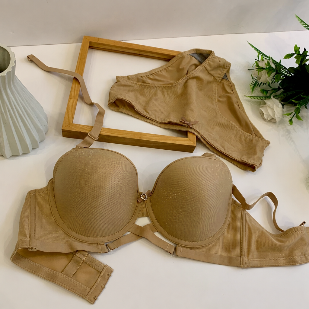 D CUP SHIMMER THIN PAD BRA SET